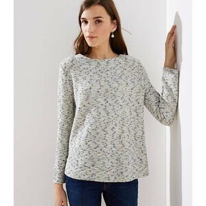 Loft Sweater Small Shimmer Boucle Blue Mock Neck NWOT